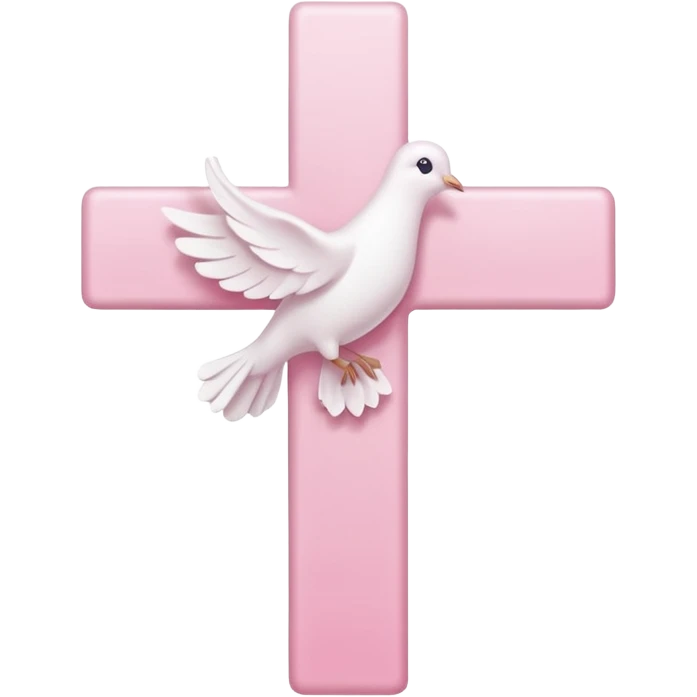 Pink and white simple cross with a dove at the corner  emoji