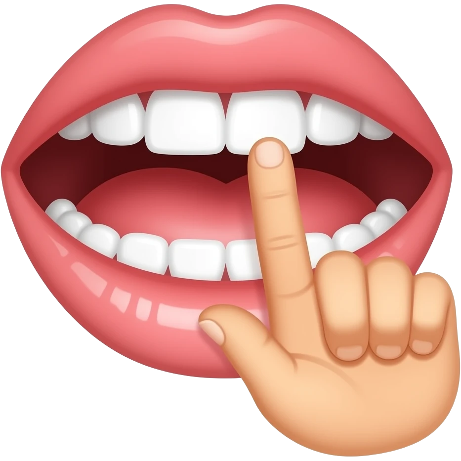 A mouth that bites a finger in a sexy way emoji