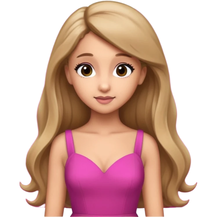 Ariana Grande with long dark blonde hair, dark pink dress emoji