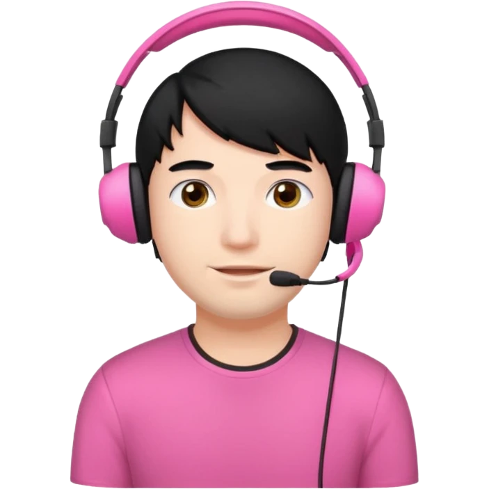 guy with black hair and pink headset emoji