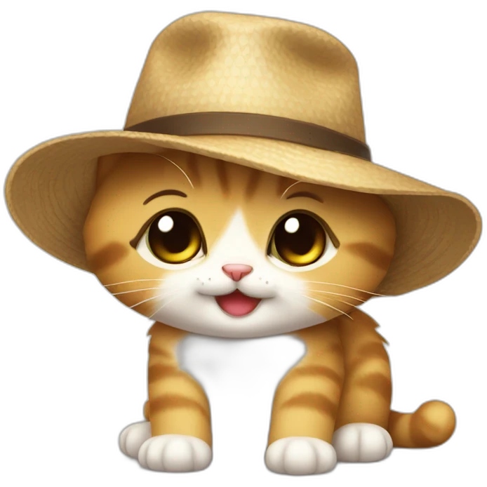 cute kitten in a hat smiling and crying emoji