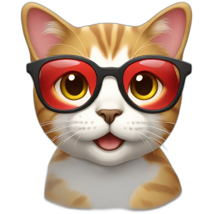 femal cat with red glasses  emoji