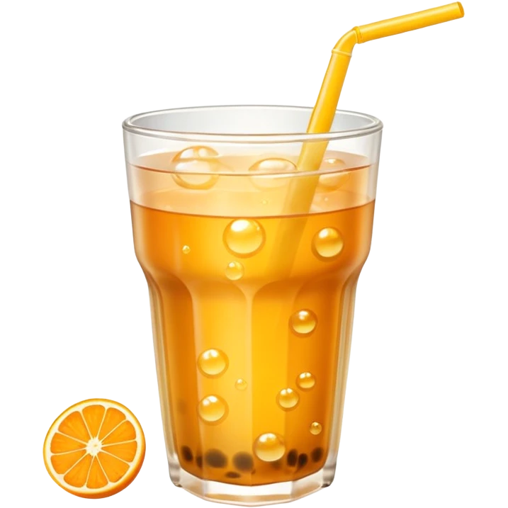 Make a orange tea boba with yellow bubbles emoji