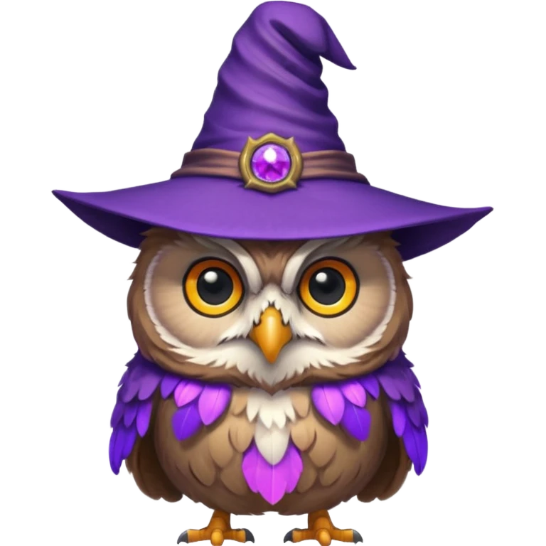 owl wear purple wicth hat emoji