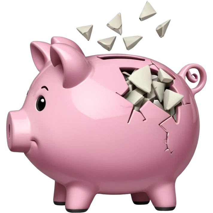 a piggy bank broken in half emoji