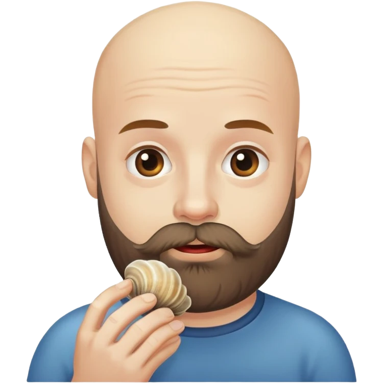 Bald man with beard eating clam emoji