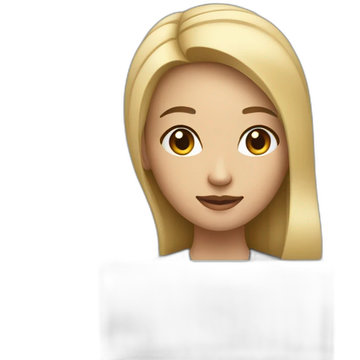 blonde asian female software engineer with Macbook on the side emoji