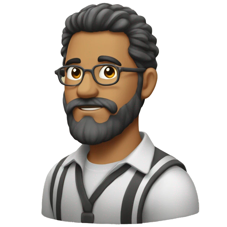 homem moreno, barbudo e careca emoji