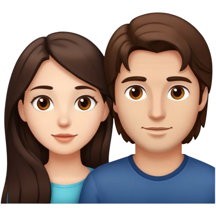 beautiful girl with long dark brown hair and her boyfriend a man with brown hair emoji