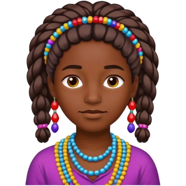 person with beads in hair and colorful style emoji