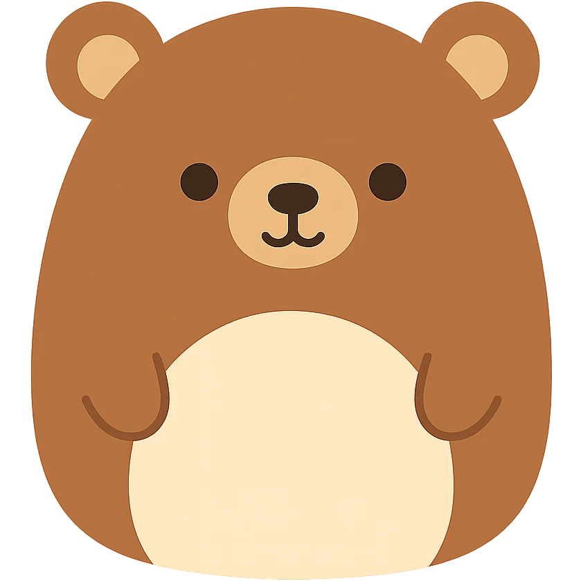 flat vector illustration of a grizzly bear squishmallow plushie emoji