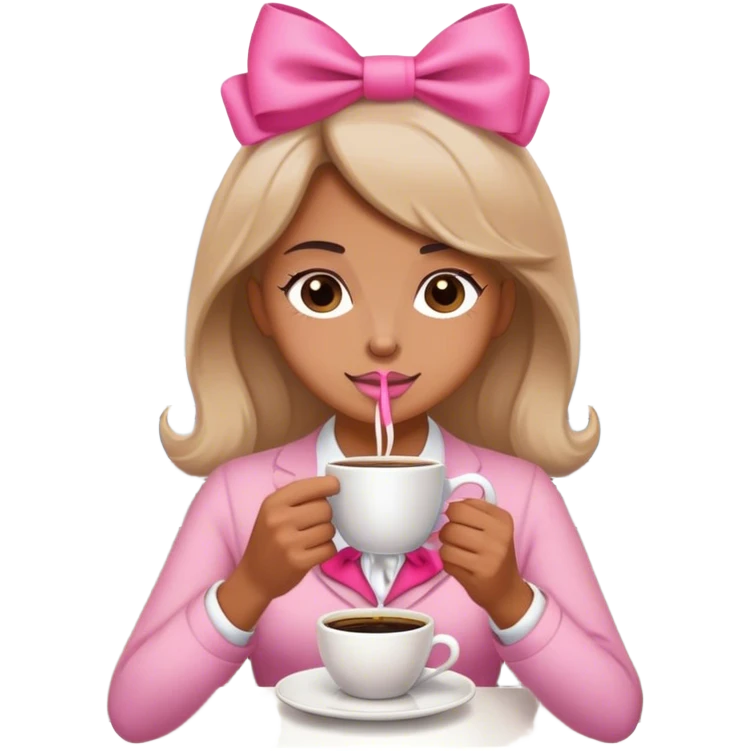 café com laço rosa emoji
