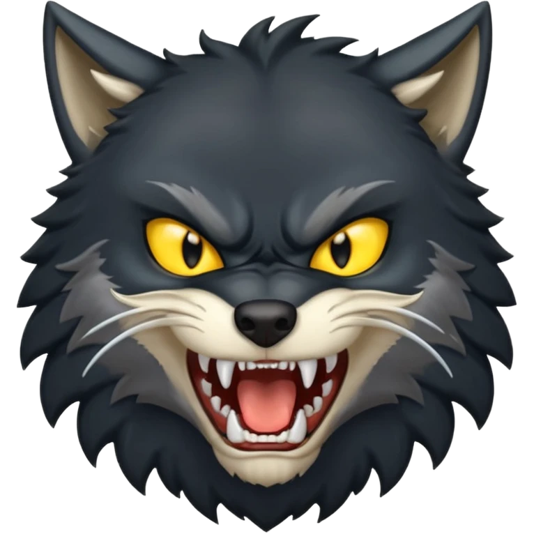 open mouthof black wolf in anger  emoji