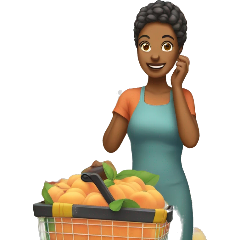 Woman shopping for peach shnappes emoji