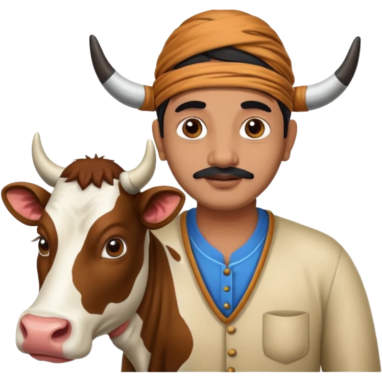 Indian man withh cow emoji