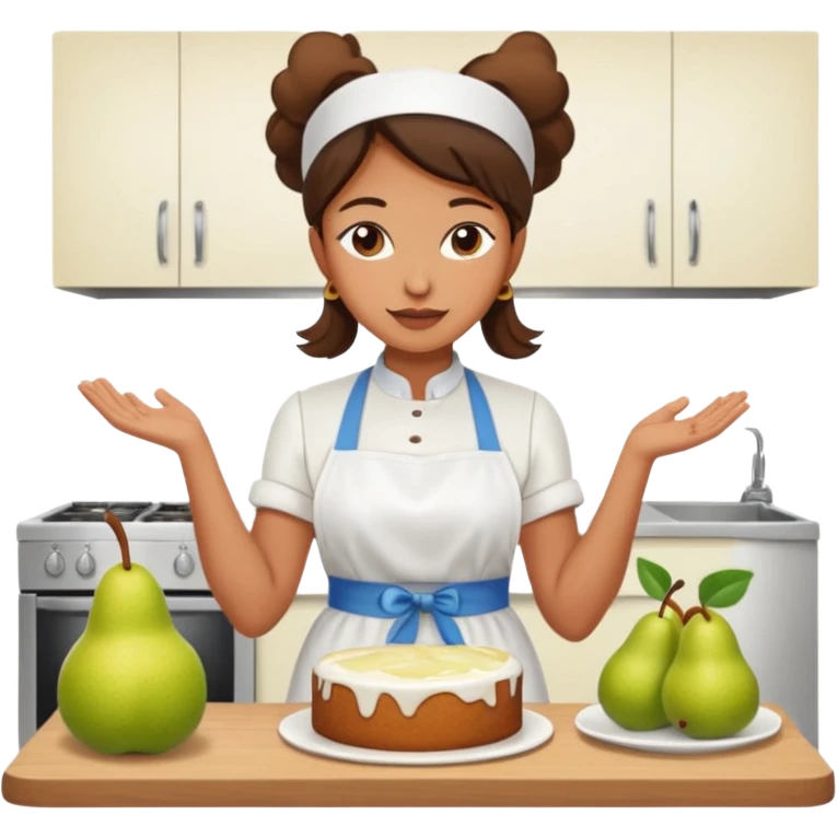 woman making pear cake emoji