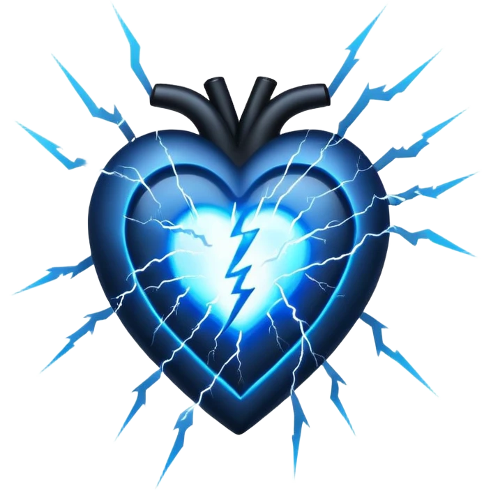 heart with black and blue lightning emoji