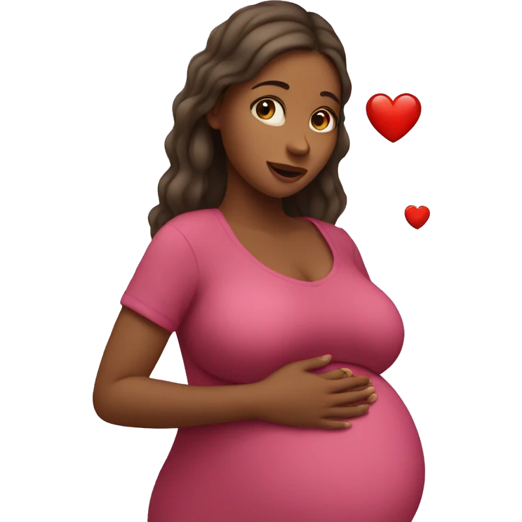 pregnant woman showing a heart emoji