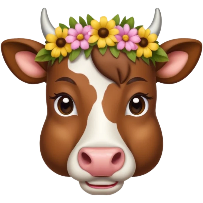 slim cow face with flower crown emoji