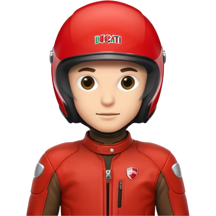 biker with red ducati helmet and red ducati suit emoji