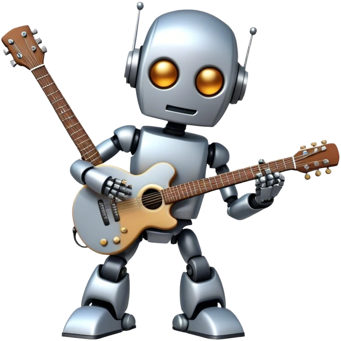Robot playing guitar emoji