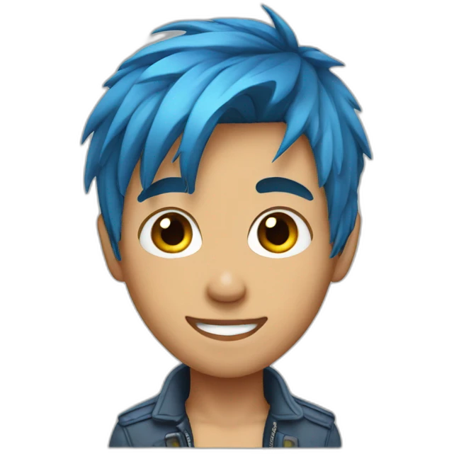 Boy,Side Cut Hair, Blue Hair emoji