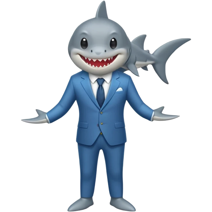 anthropomorphised shark walking upright emoji