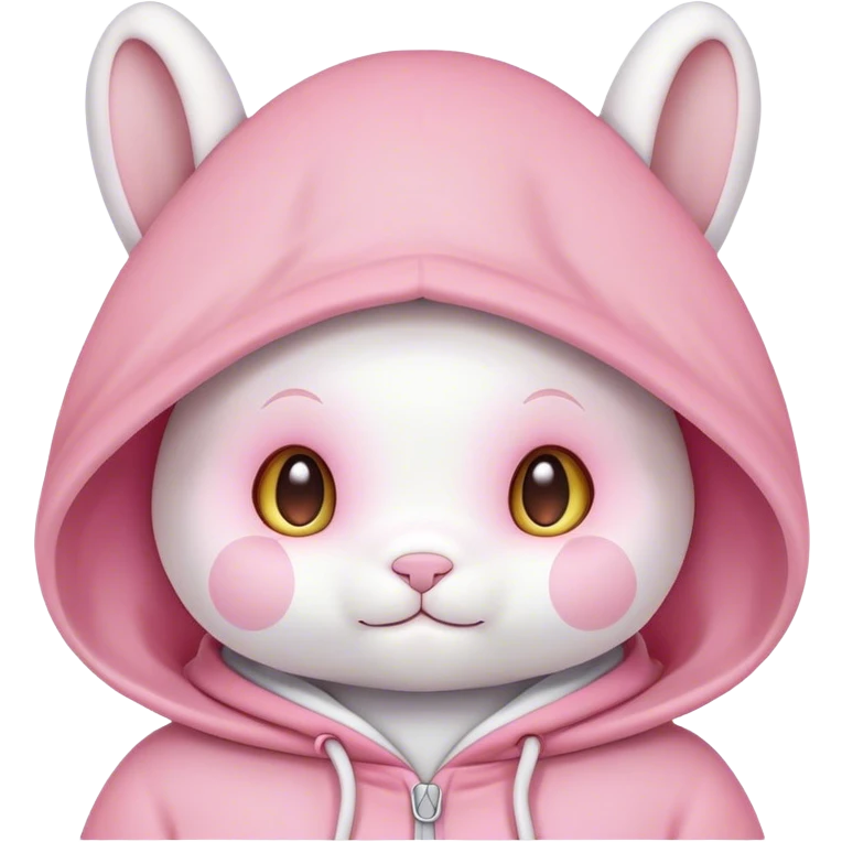 my melody face white bunny with pink hood emoji