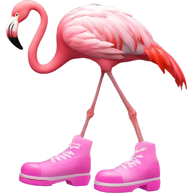 pink flamingo with tapping dance shoes ￼ emoji