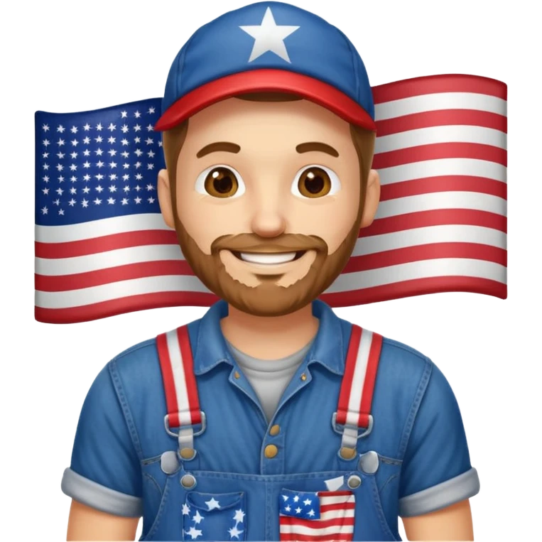 redneck guy with american flag overalls emoji