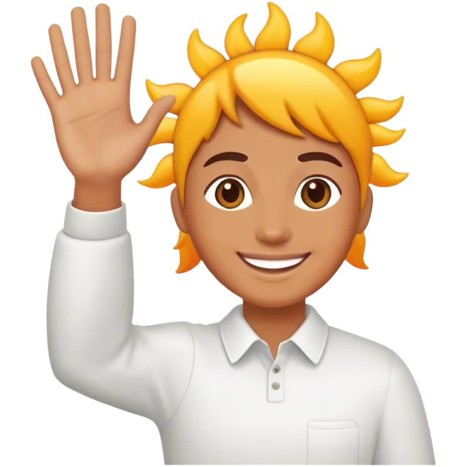 You smiling and  waving with the sun behind you  emoji
