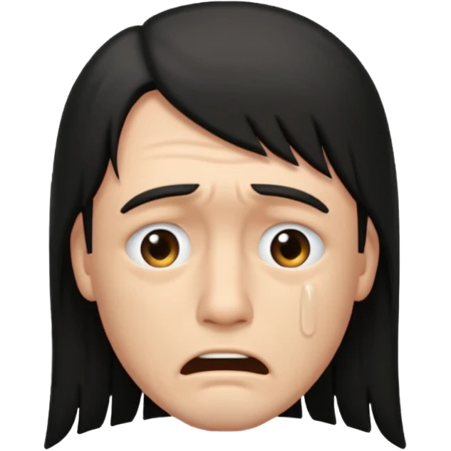 Crying man with long dark mullet emoji