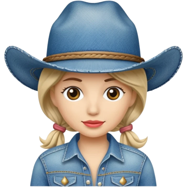 Denim cowgirl hat emoji
