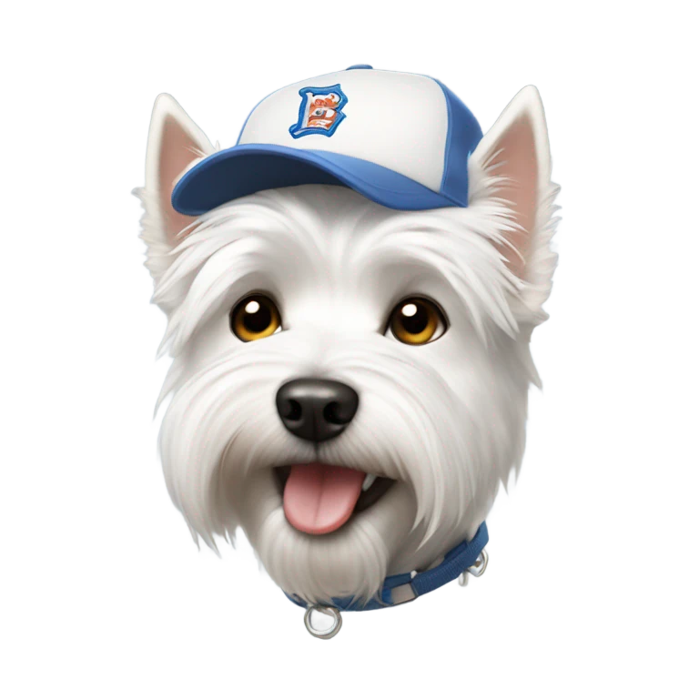 Westie wearing a baseball cap emoji