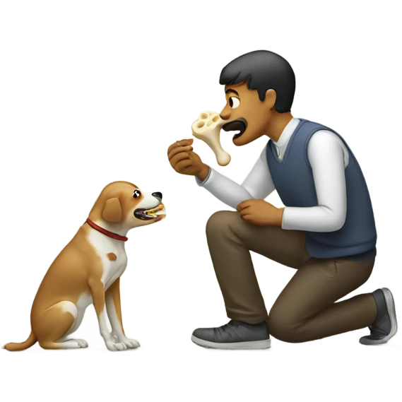 dog eating man’s bone emoji