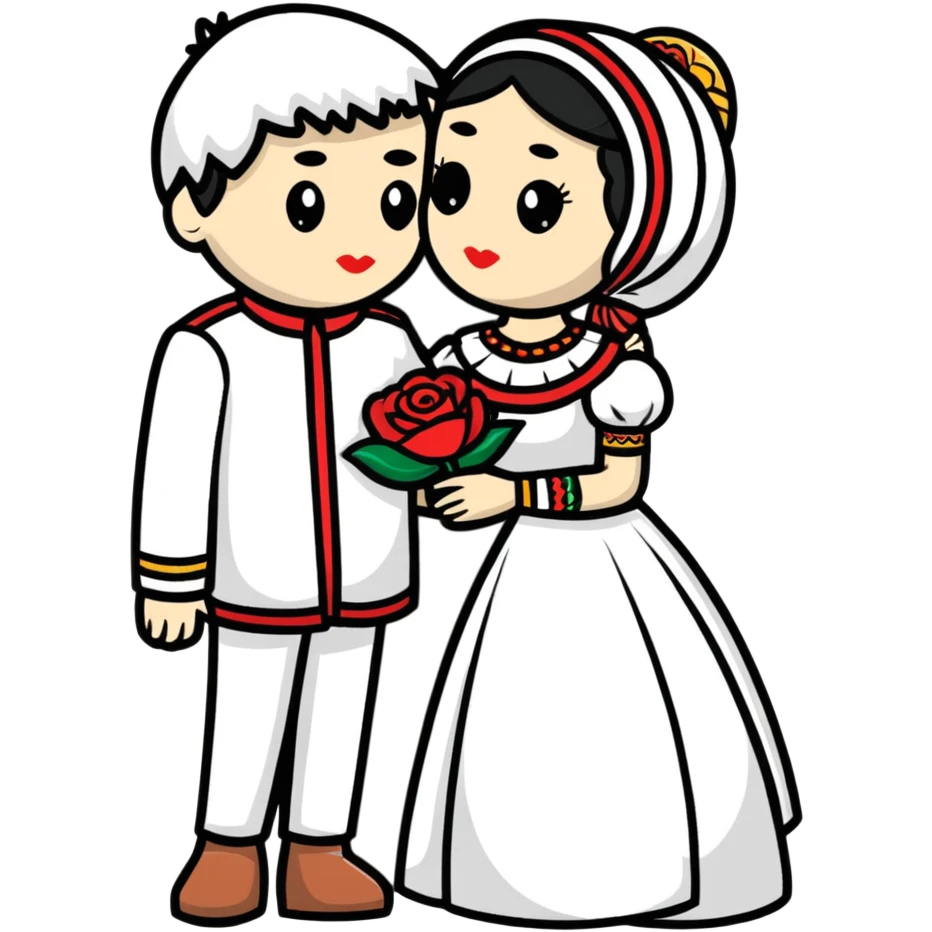 Russian and Mexican couple kissing emoji