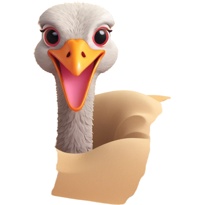 ostrich head buried in sand, playful style emoji