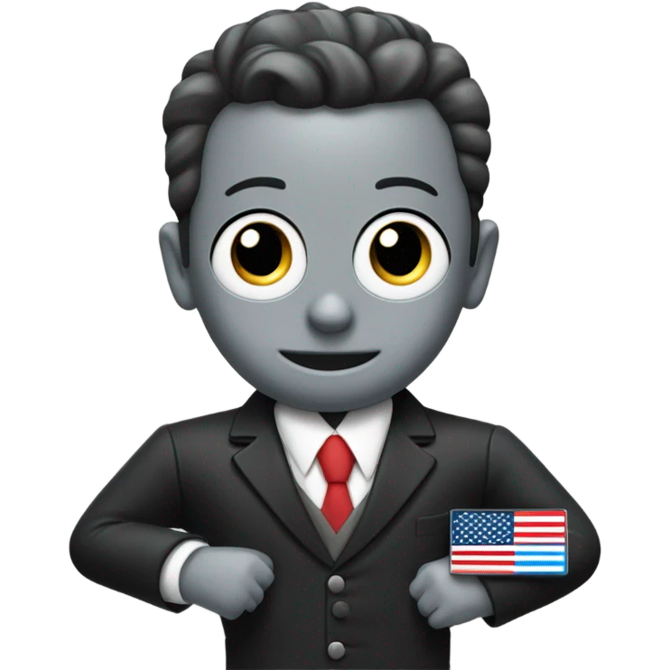 Thomas in a train body wearing a suit with an American flag pin on it emoji