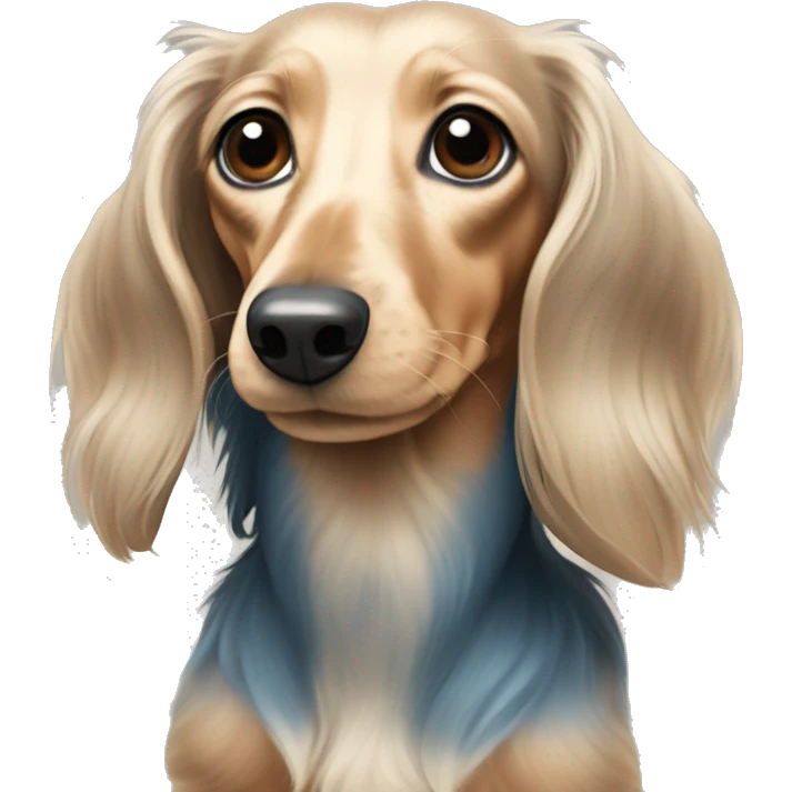 Blue and cream long haired dachshund emoji