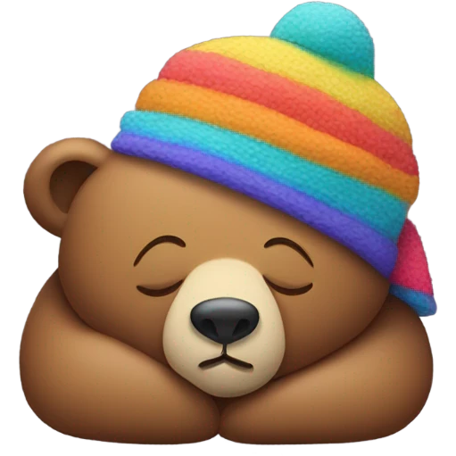 Sleeping bear with a hat on  emoji