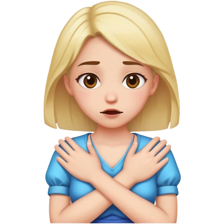 Girl, cross her both arm in chest, to gag emoji