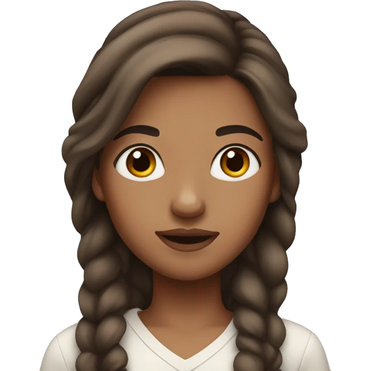 A girl with brown hair and not very black eyebrows  emoji