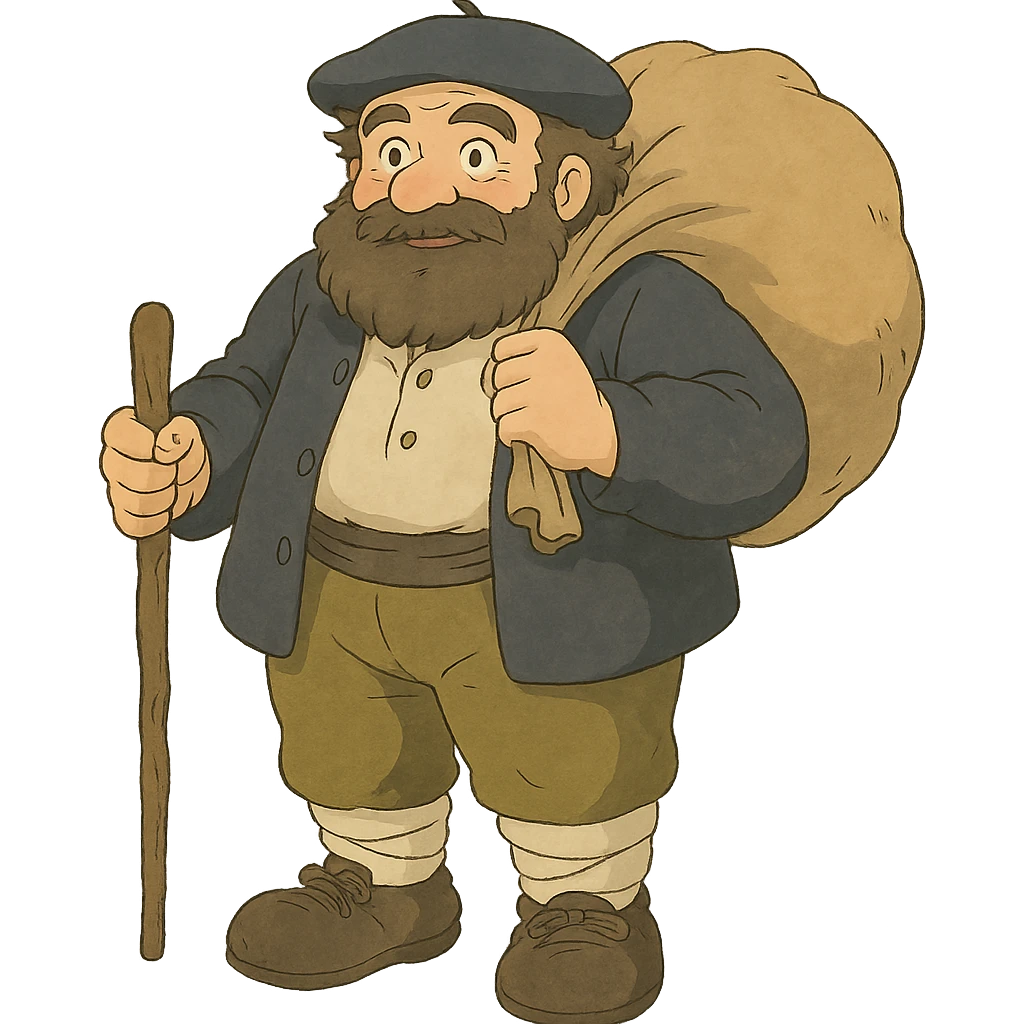 Ghibli style illustration of Basque mythological creature Olentzero emoji