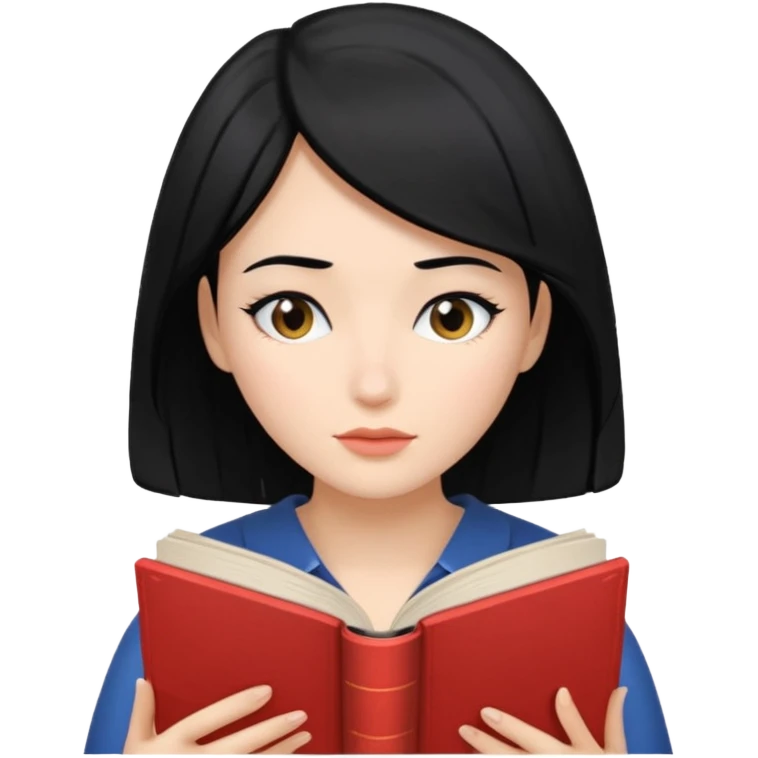 검정머리에 책읽고있는 여자. 해줘. 그리고 그 책으로 얼굴 반은 가린듯한 emoji