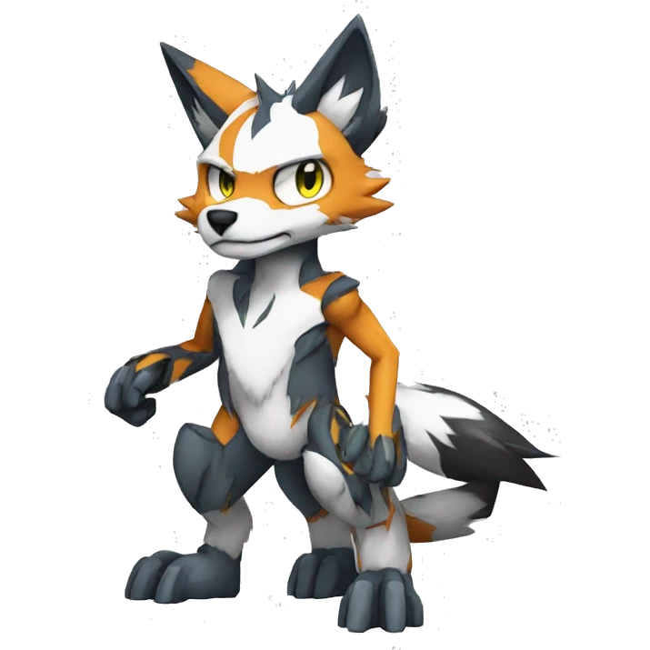  Cool Edgy Digimon-Fakemon-Fox with edgy markings full body emoji