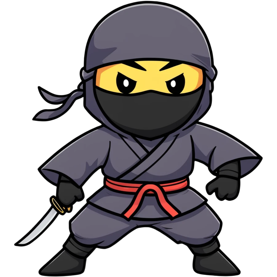 a cute cartoon ninja in action pose emoji