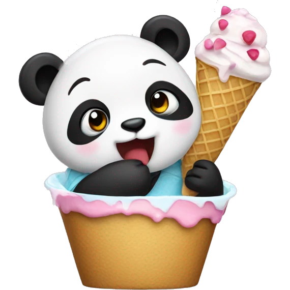 Panda eating ice cream emoji