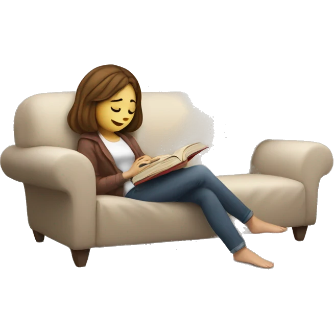 Introverted white girl reading a book on the couch with a blanket emoji
