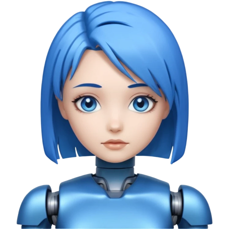 A robot girl with blue eyes and blue hair as a nude woman with blue nipples  emoji