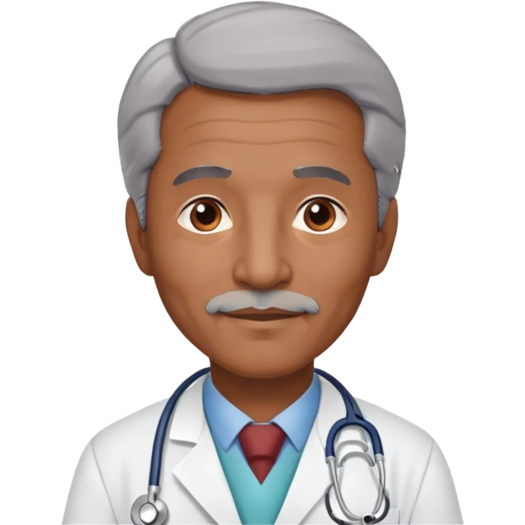 mature 60 year old male doctor with stethoscope, gray hair, medium-dark skin tone, cinnamon skin tone, professional emoji